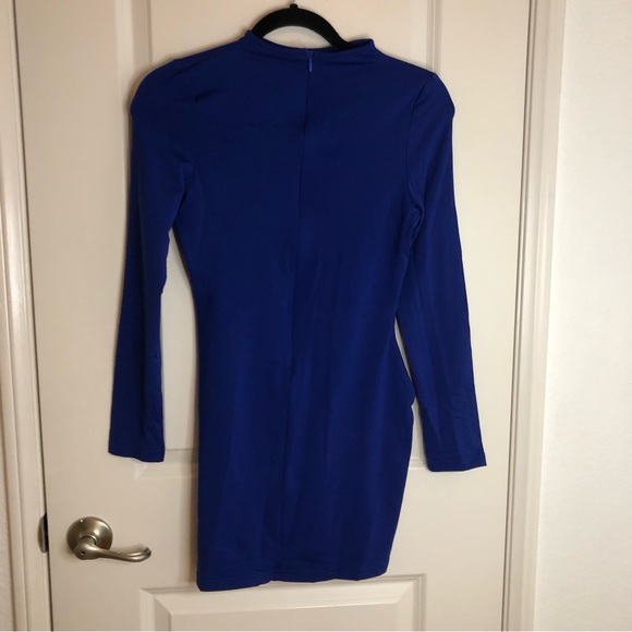 NWOT New Women's Long Sleeve Elegant Bodycon Dress Blue Size S - Picture 5 of 10